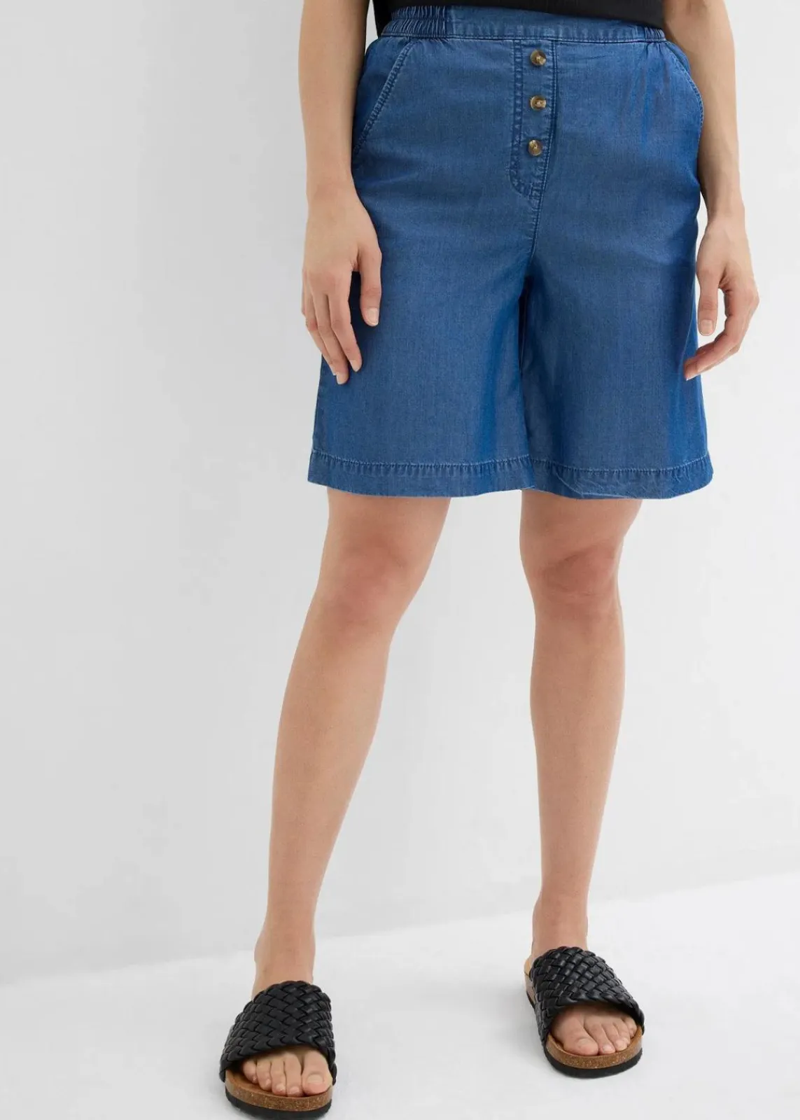 bonprix Hosen|Shorts^Schlupf-Shorts aus Lyocell blau denim