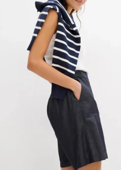 bonprix Bekleidung·Outdoorbekleidung|Bekleidung·Kleider^Schlupf-Shorts mit kühlendem Leinenanteil dunkelblau denim