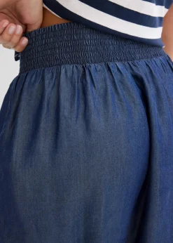 bonprix Bekleidung·Outdoorbekleidung|Bekleidung·Kleider^Schlupf-Shorts mit Smockbund dunkelblau denim