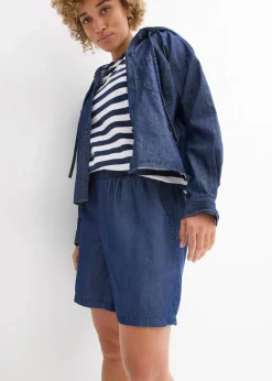 bonprix Bekleidung·Outdoorbekleidung|Bekleidung·Kleider^Schlupf-Shorts mit Smockbund dunkelblau denim