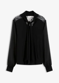 bonprix Shirts & Tops^Schluppenshirt mit Spitze schwarz