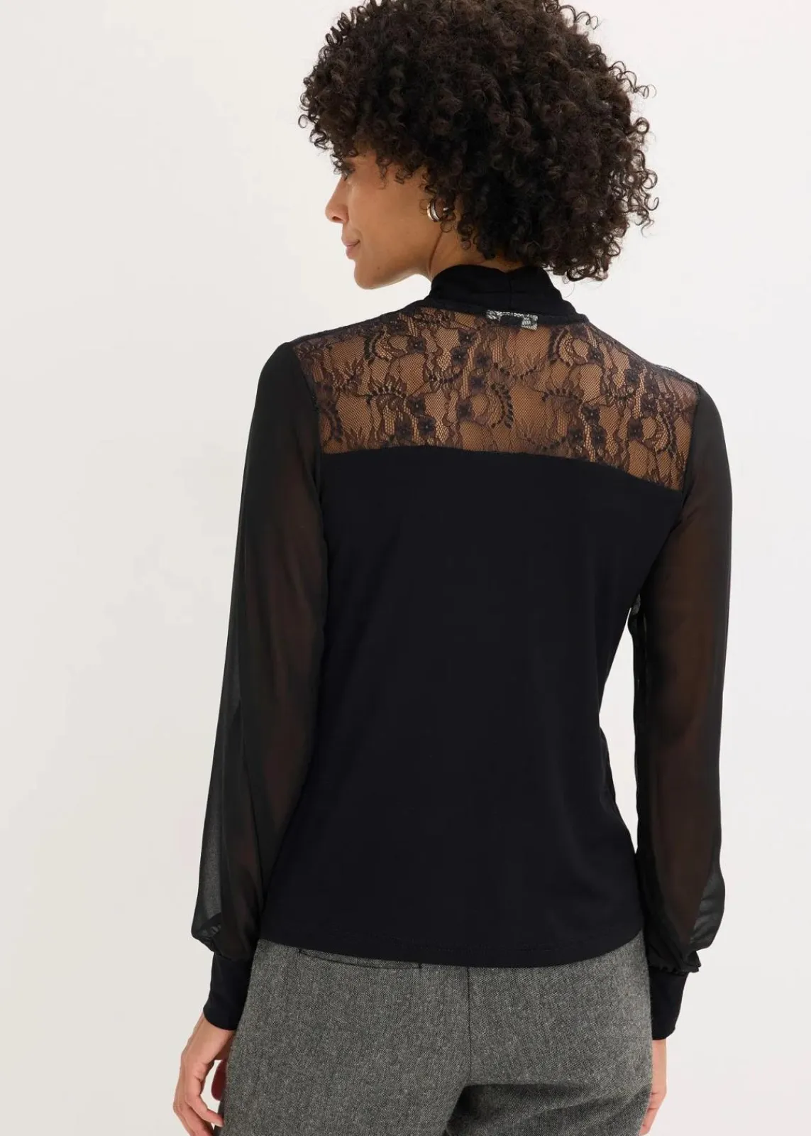 bonprix Shirts & Tops^Schluppenshirt mit Spitze schwarz