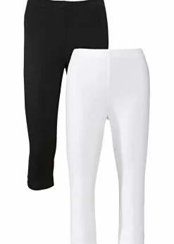 bonprix Hosen|Basics^Schmal geschnittene Capri-Leggings (2er Pack) weiß+schwarz
