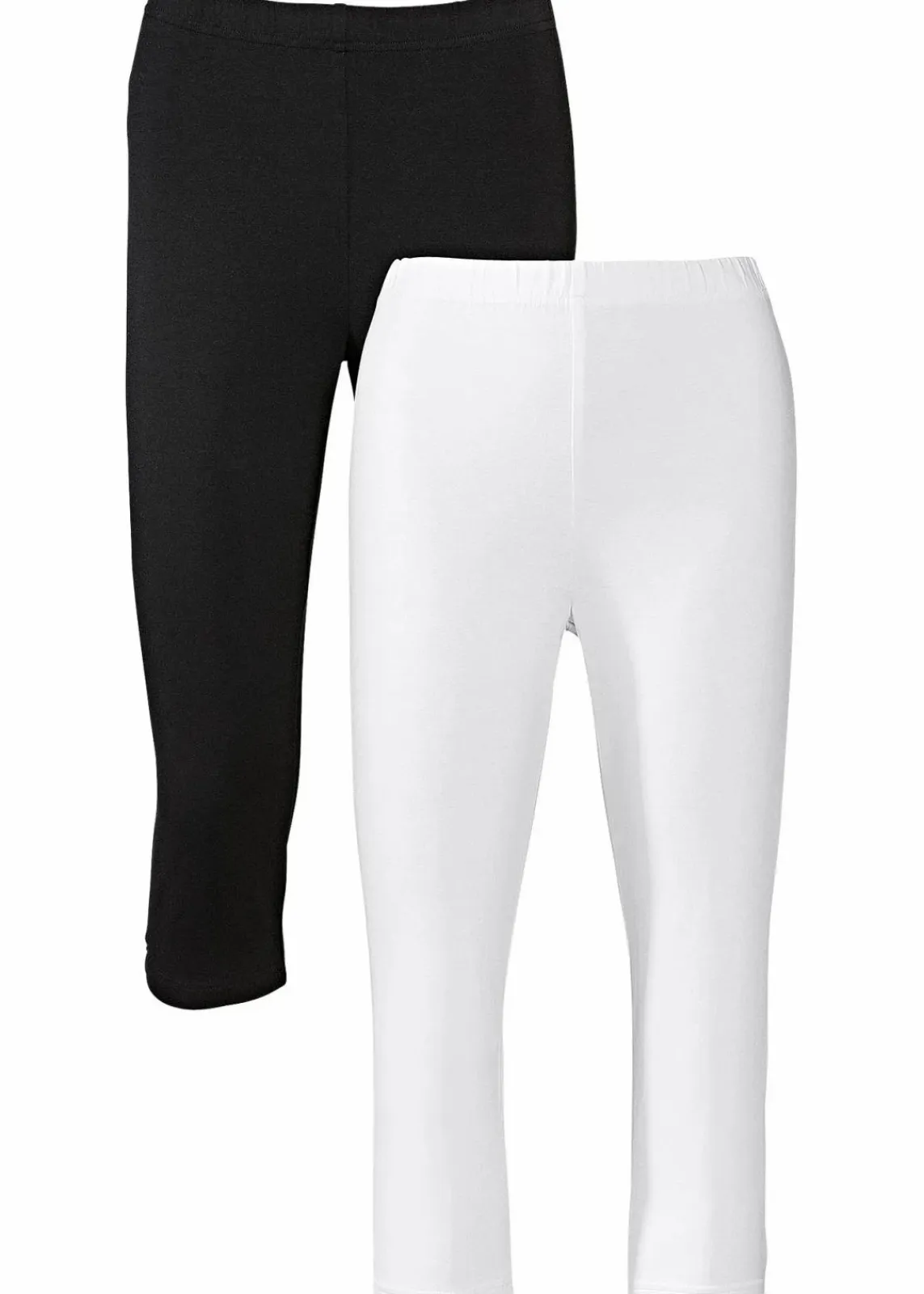 bonprix Hosen|Basics^Schmal geschnittene Capri-Leggings (2er Pack) weiß+schwarz