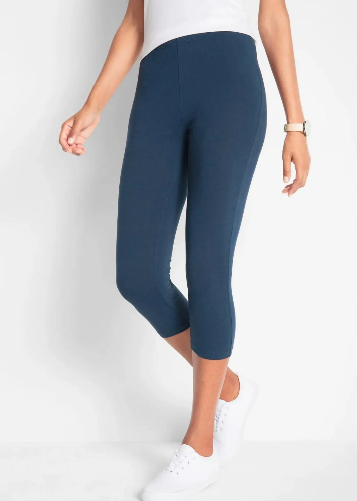 bonprix Hosen|Basics^Schmal geschnittene Capri-Leggings (2er Pack) dunkelblau+schwarz