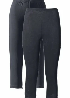 bonprix Hosen|Basics^Schmal geschnittene Capri-Leggings (2er Pack) schwarz