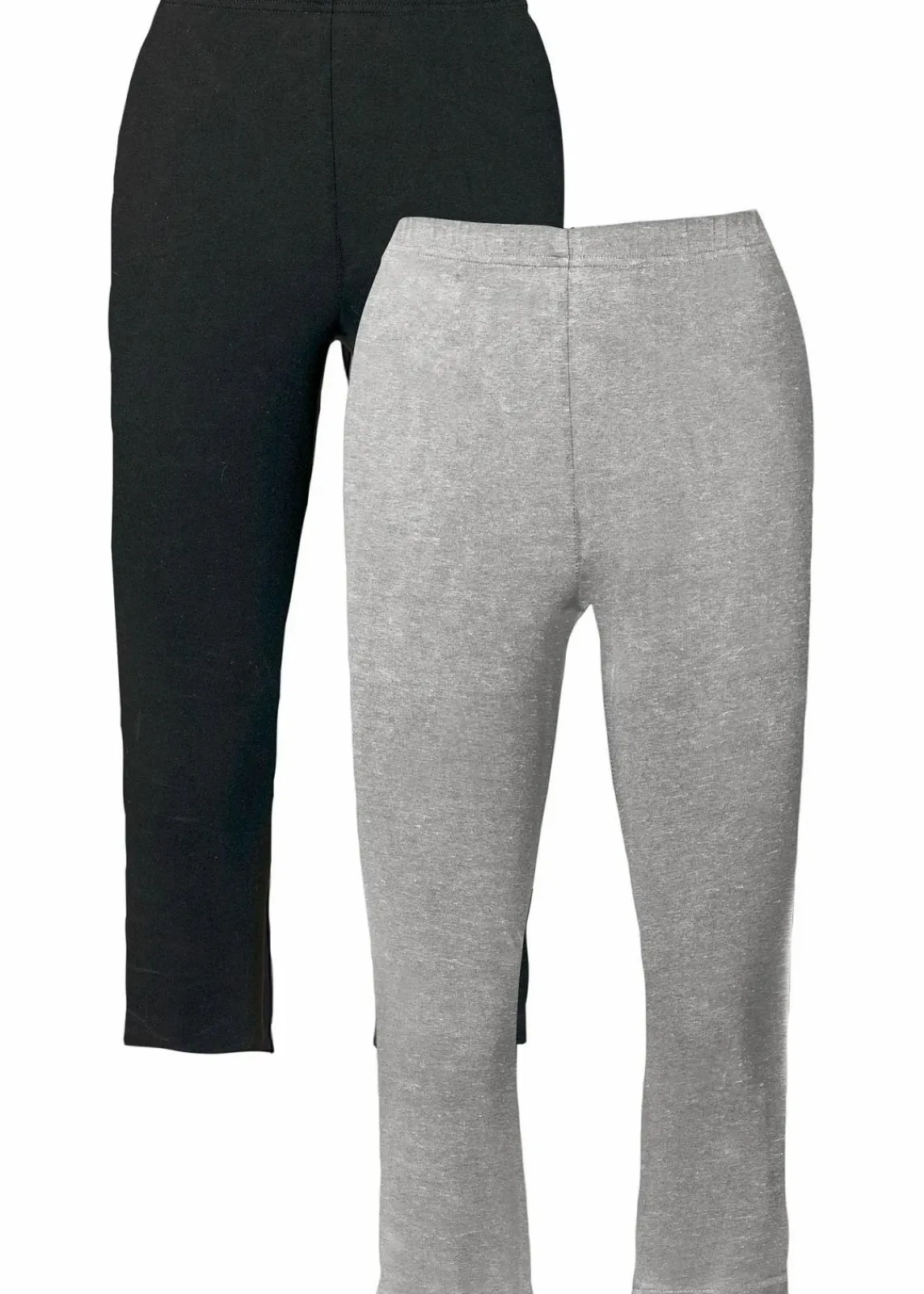 bonprix Hosen|Basics^Schmal geschnittene Capri-Leggings (2er Pack) hellgrau meliert+schwarz