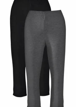 bonprix Bekleidung·Röcke|Bekleidung·Kleider^Schmal geschnittene Capri-Leggings (2er Pack) anthrazit meliert+schwarz