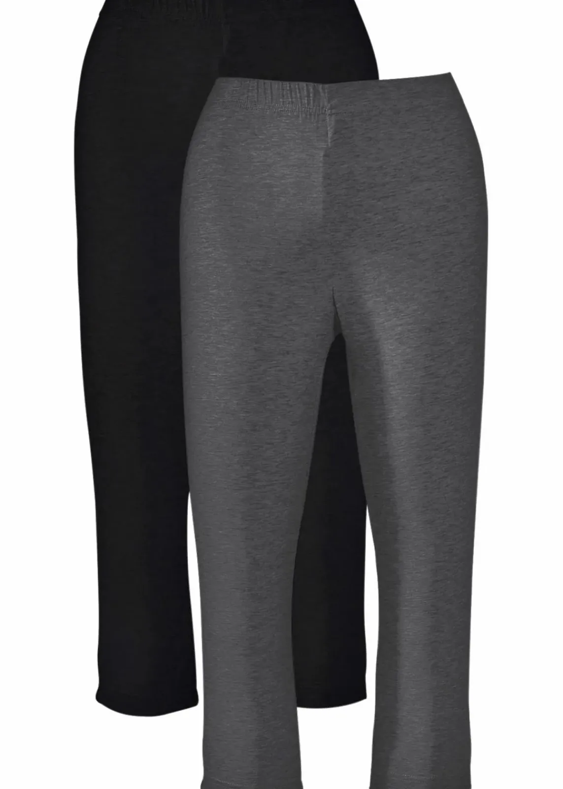 bonprix Bekleidung·Röcke|Bekleidung·Kleider^Schmal geschnittene Capri-Leggings (2er Pack) anthrazit meliert+schwarz