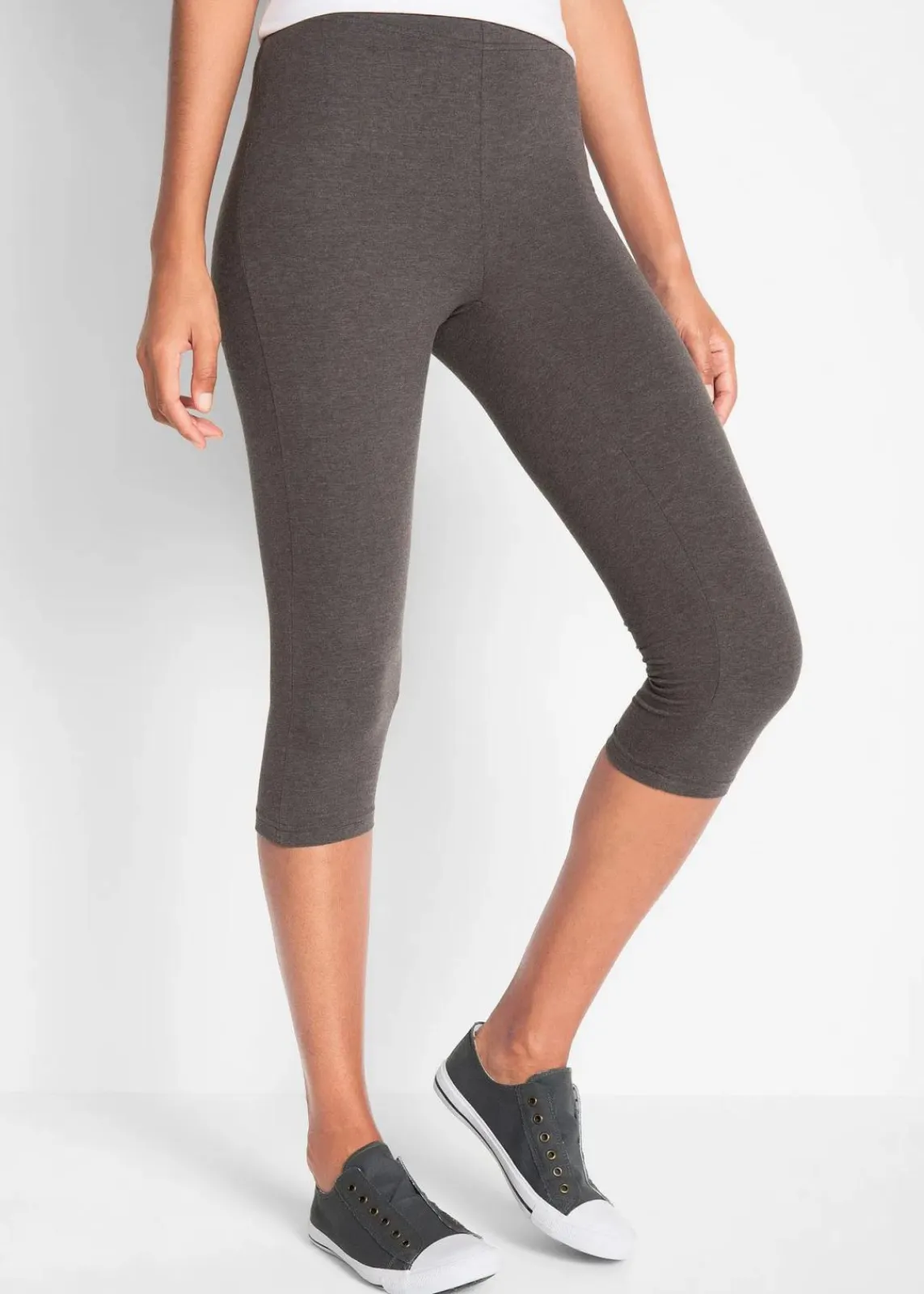bonprix Bekleidung·Röcke|Bekleidung·Kleider^Schmal geschnittene Capri-Leggings (2er Pack) anthrazit meliert+schwarz