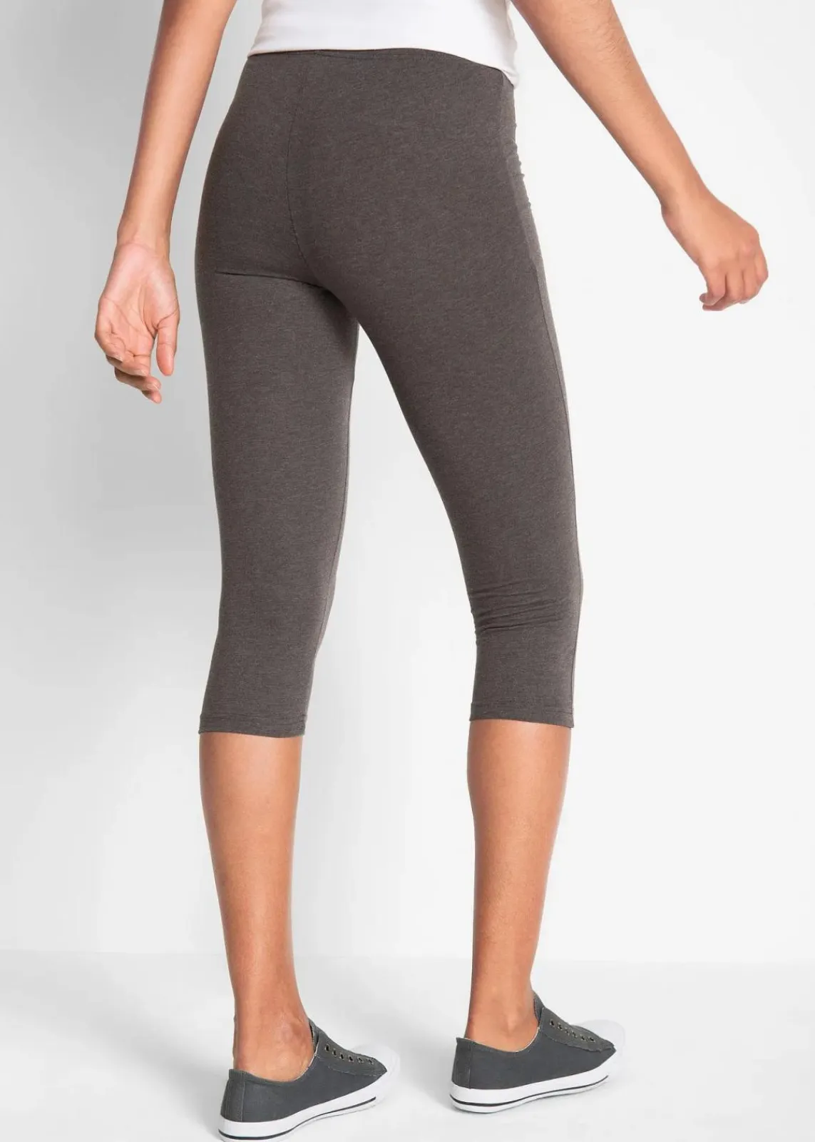 bonprix Bekleidung·Röcke|Bekleidung·Kleider^Schmal geschnittene Capri-Leggings (2er Pack) anthrazit meliert+schwarz
