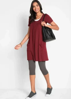 bonprix Bekleidung·Röcke|Bekleidung·Kleider^Schmal geschnittene Capri-Leggings (2er Pack) anthrazit meliert+schwarz