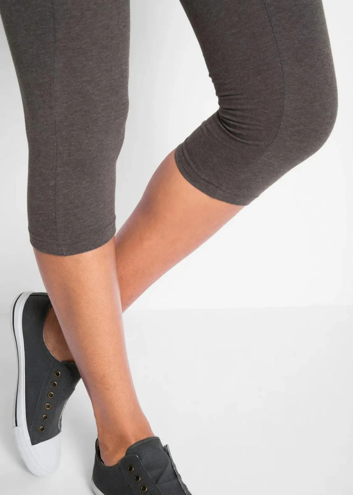 bonprix Bekleidung·Röcke|Bekleidung·Kleider^Schmal geschnittene Capri-Leggings (2er Pack) anthrazit meliert+schwarz