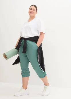 bonprix Hosen|Sportbekleidung^Schnelltrocknende Funktionshose in Capri-Länge graugrün