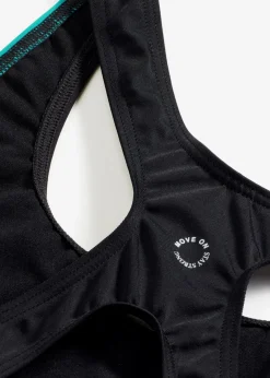bonprix Nachhaltigere Materialien|Sport Bademode^Schnelltrocknender Sport-Badeanzug mit Bein schwarz/brilliantblau