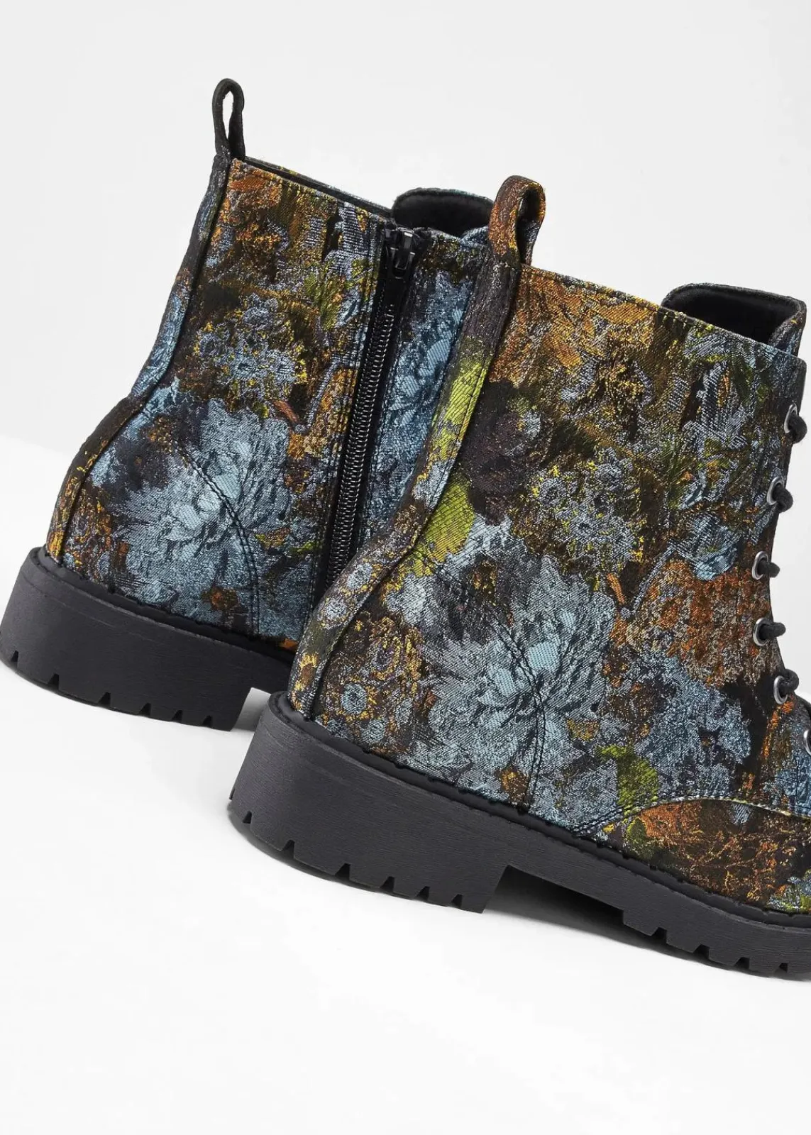 bonprix Boots^Schnürboots mit floralem Muster grün geblümt