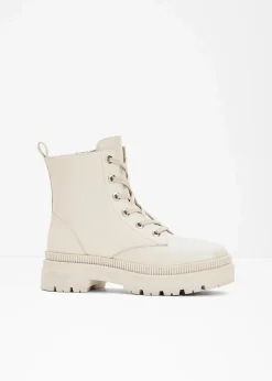 bonprix Boots^Schnürboots mit Profilsohle beige