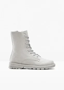 bonprix Gefütterte Winterschuhe|Boots^Schnürboots mit Profilsohle hellgrau
