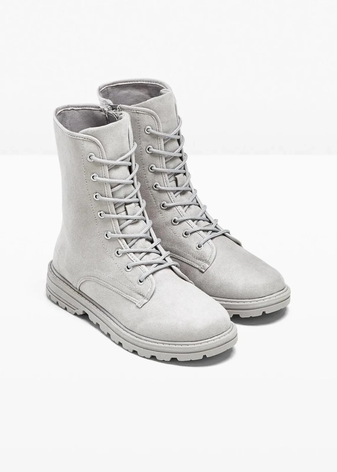bonprix Gefütterte Winterschuhe|Boots^Schnürboots mit Profilsohle hellgrau