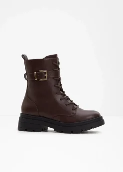 bonprix Schuhe & Accessoires In Spezialgrößen·Schuhe In Übergröße|Boots^Schnürboots mit Schnalle dunkelbraun
