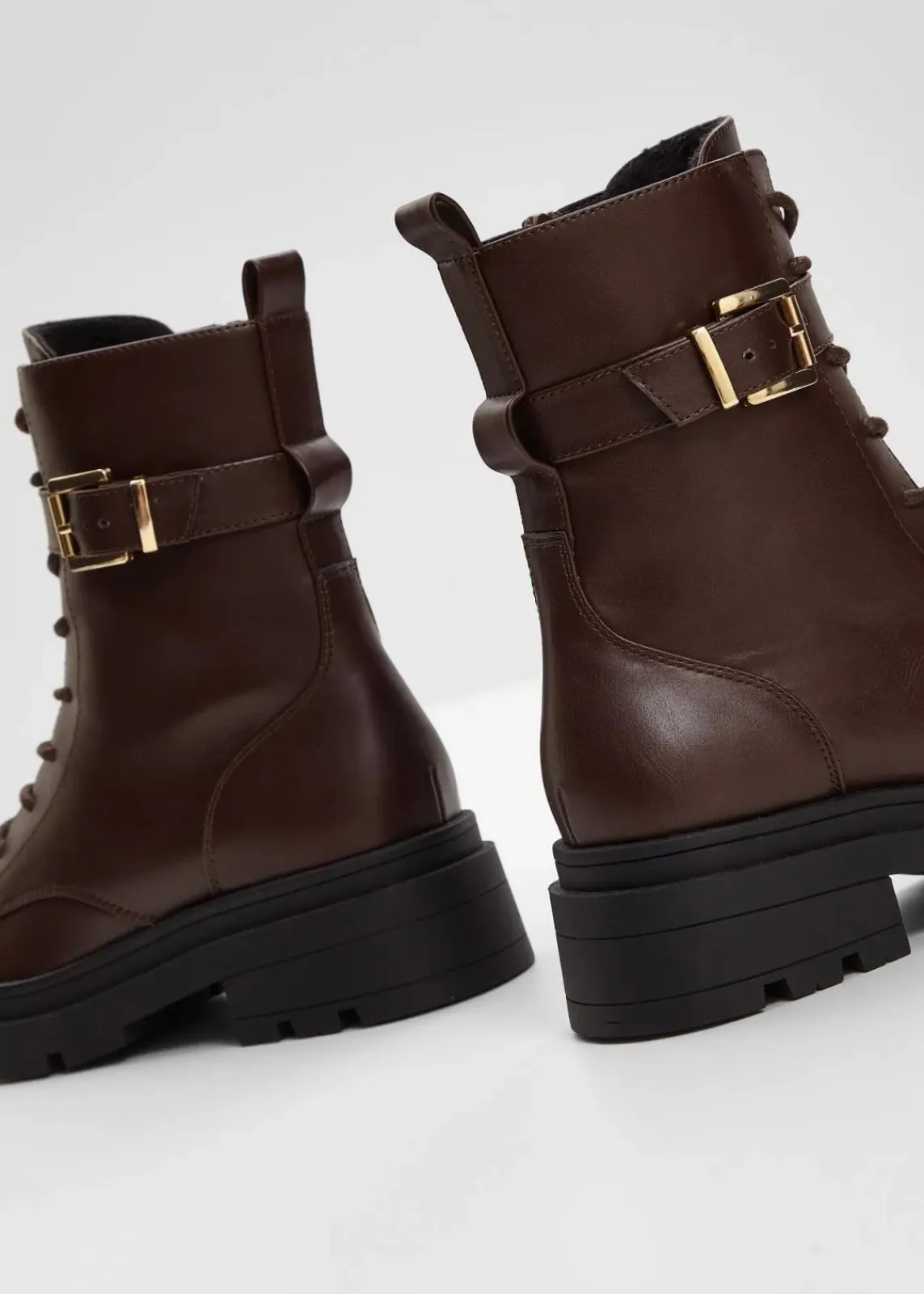 bonprix Schuhe & Accessoires In Spezialgrößen·Schuhe In Übergröße|Boots^Schnürboots mit Schnalle dunkelbraun
