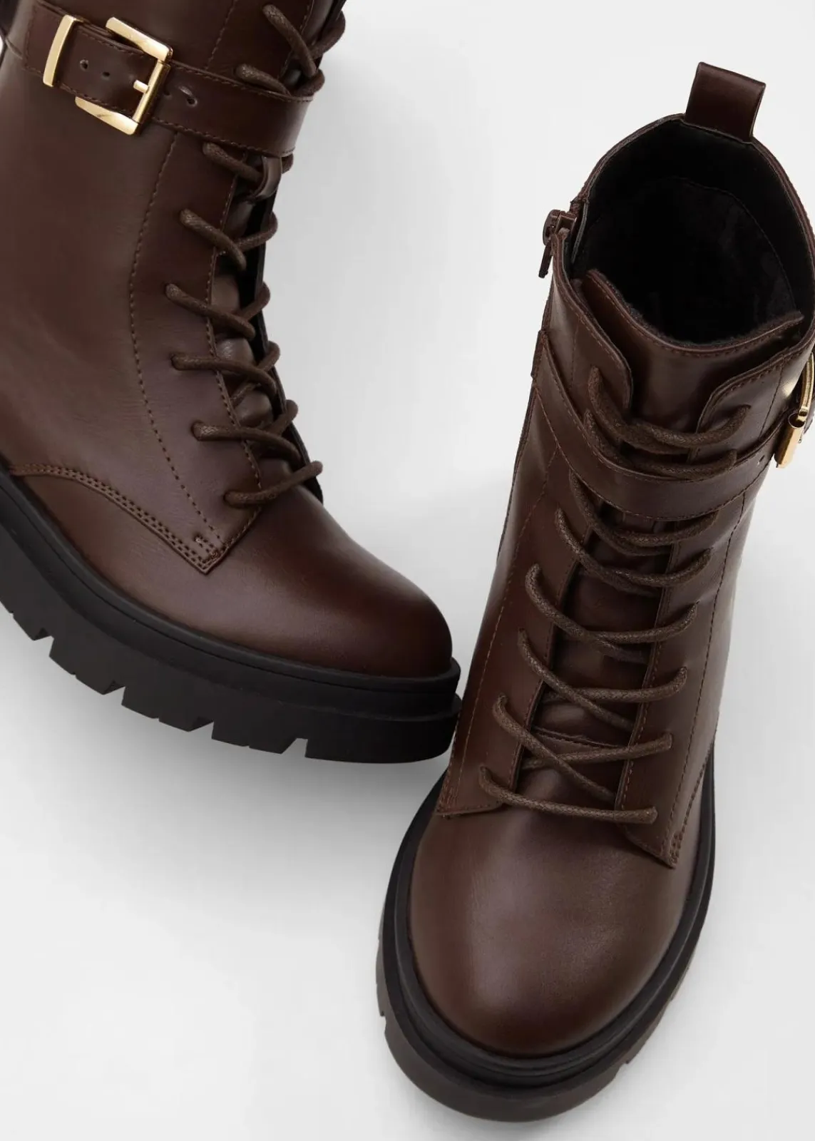 bonprix Schuhe & Accessoires In Spezialgrößen·Schuhe In Übergröße|Boots^Schnürboots mit Schnalle dunkelbraun