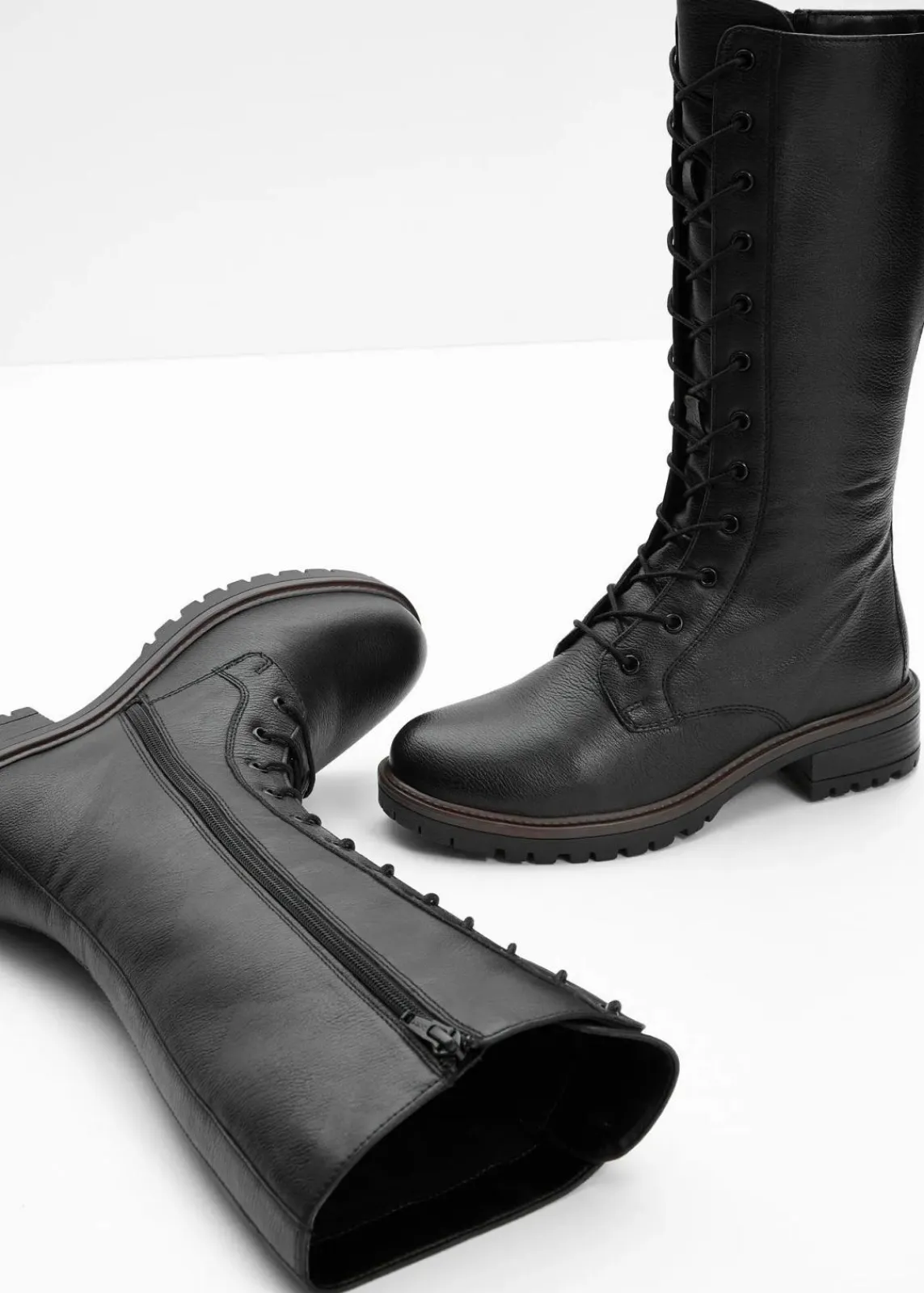 bonprix Gefütterte Winterschuhe|Stiefel^Schnürstiefel schwarz