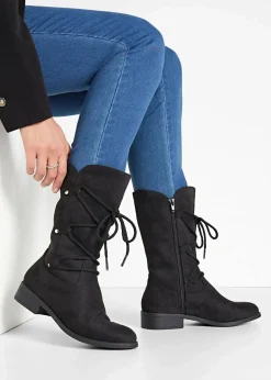 bonprix Gefütterte Winterschuhe|Stiefel^Schnürstiefel schwarz
