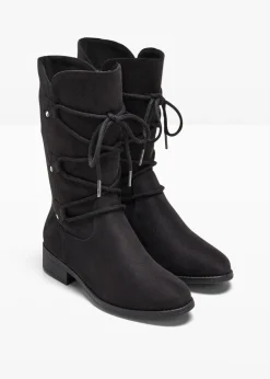 bonprix Gefütterte Winterschuhe|Stiefel^Schnürstiefel schwarz