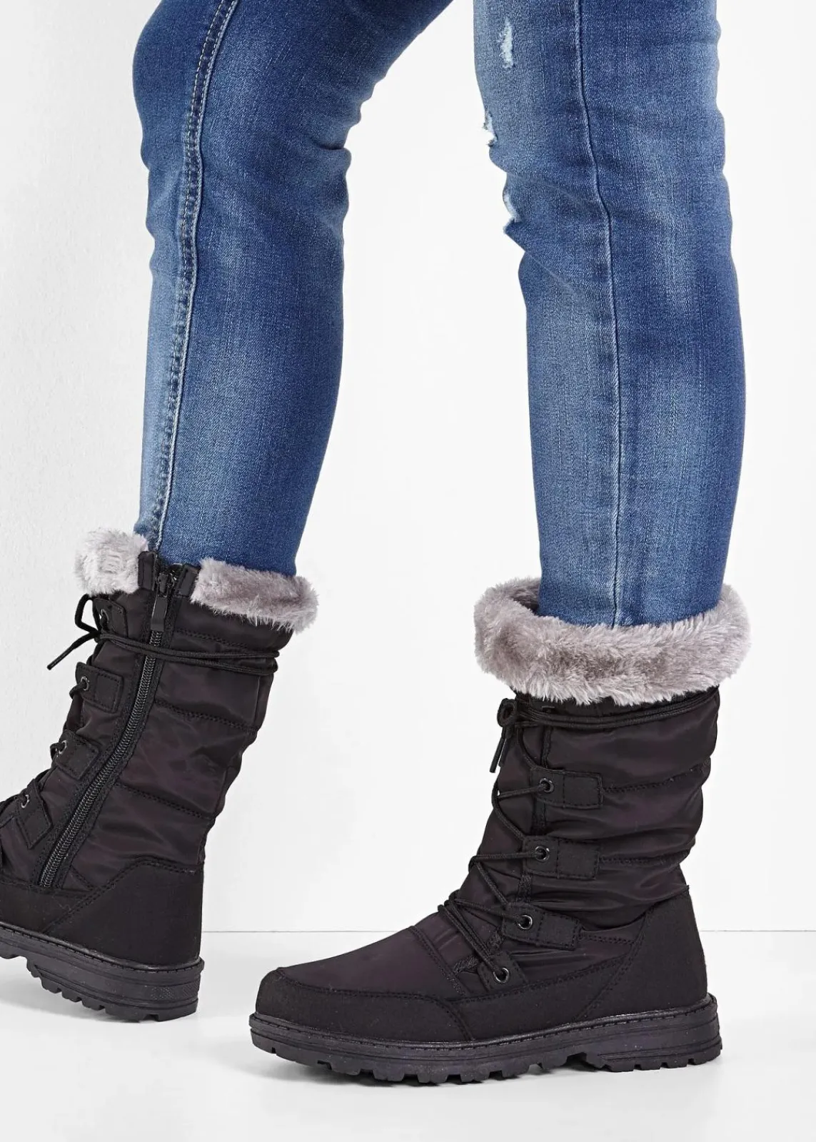 bonprix Komfortschuhe|Gefütterte Winterschuhe^Schnürstiefel schwarz