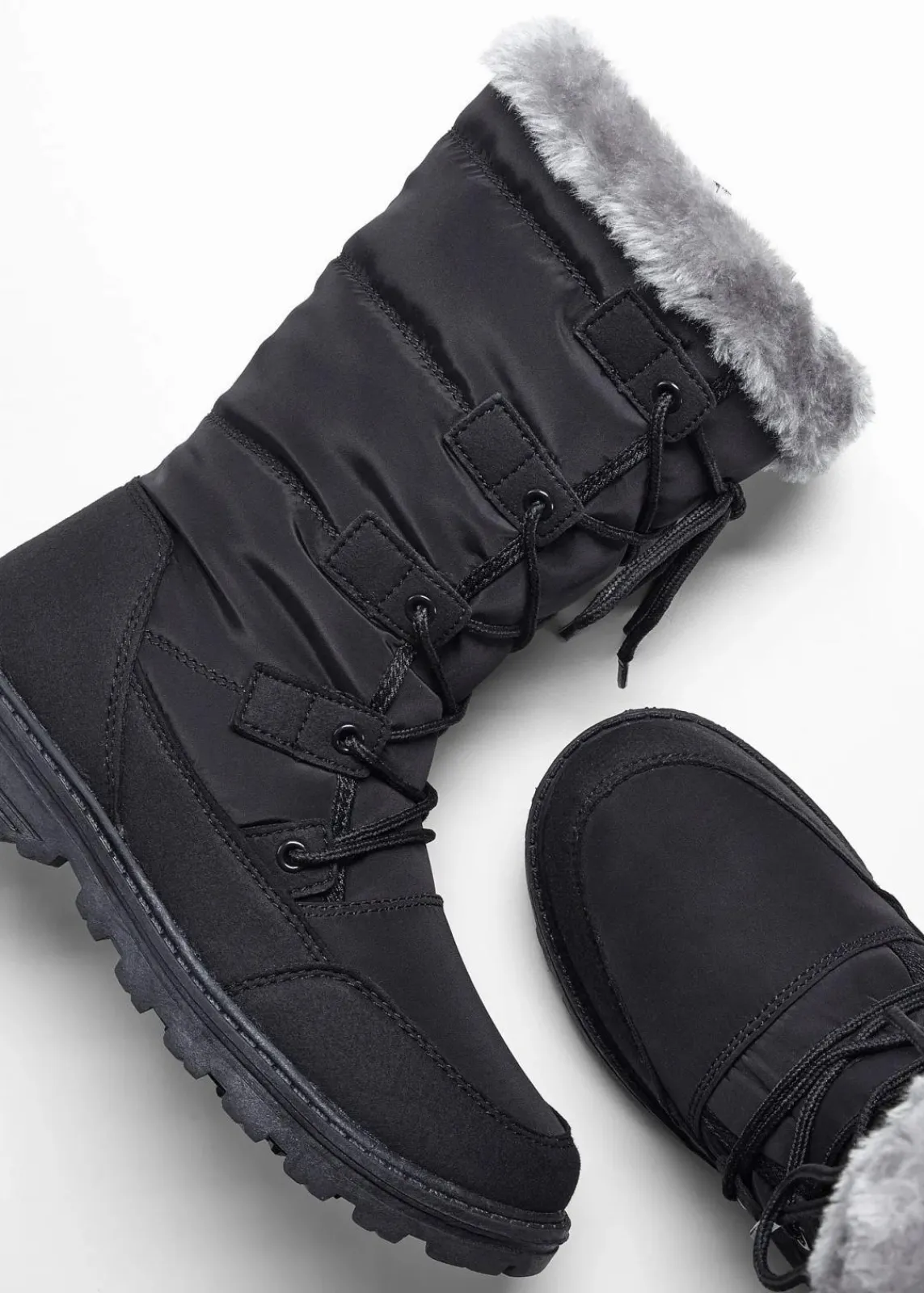 bonprix Komfortschuhe|Gefütterte Winterschuhe^Schnürstiefel schwarz
