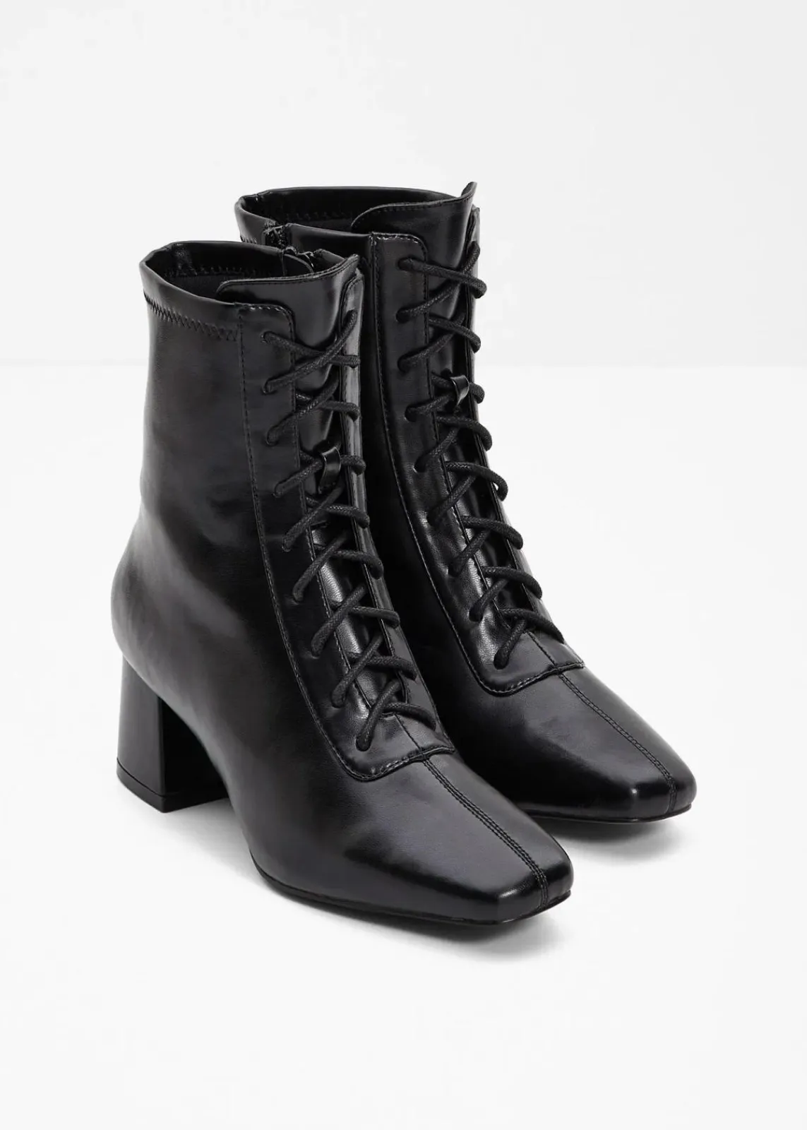 bonprix Stiefeletten^Schnürstiefeletten mit Blockabsatz schwarz