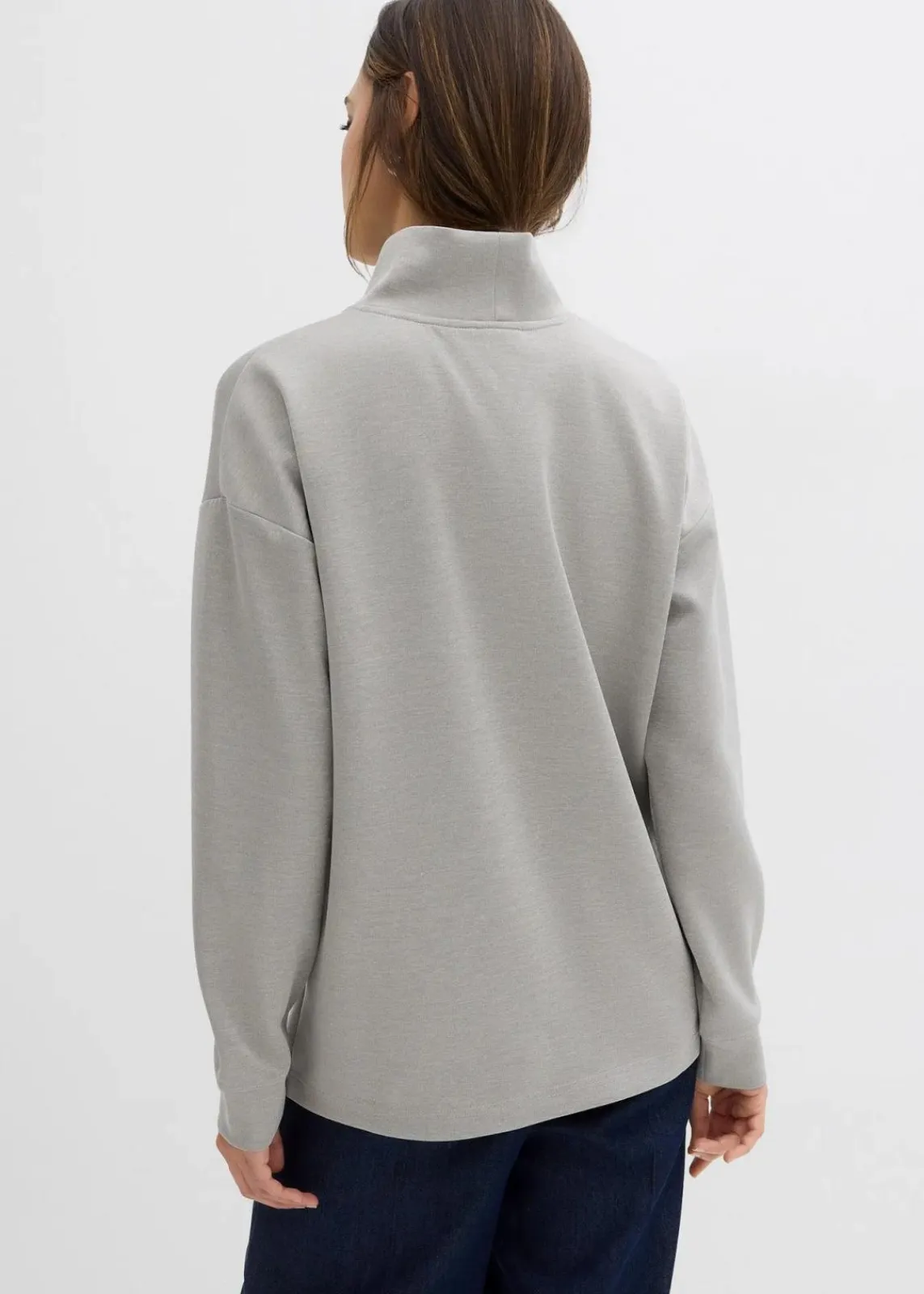 bonprix Bekleidung·Röcke|Bekleidung·Blusen & Tuniken^Scuba-Shirt mit Stehkragen hellgrau meliert meliert