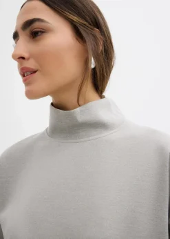 bonprix Bekleidung·Röcke|Bekleidung·Blusen & Tuniken^Scuba-Shirt mit Stehkragen hellgrau meliert meliert