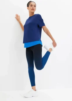 bonprix Bekleidung·Sweat|Bekleidung·Kleider^Seamless Sport-Leggings mit Farbverlauf, schnelltrocknend horizontblau/schwarz