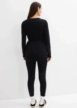 bonprix Bekleidung·Blazer|Nachhaltigere Materialien^Set aus Umstands-Wickelshirt mit bequemer Leggings (2-tlg.Set) schwarz