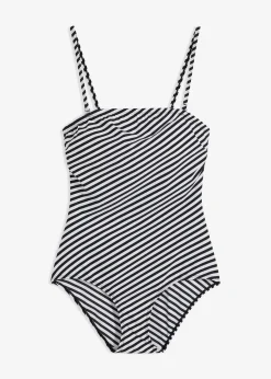 bonprix Nachhaltigere Materialien|Shapewear^Shape Badeanzug leichte Formkraft schwarz/weiß graphisch