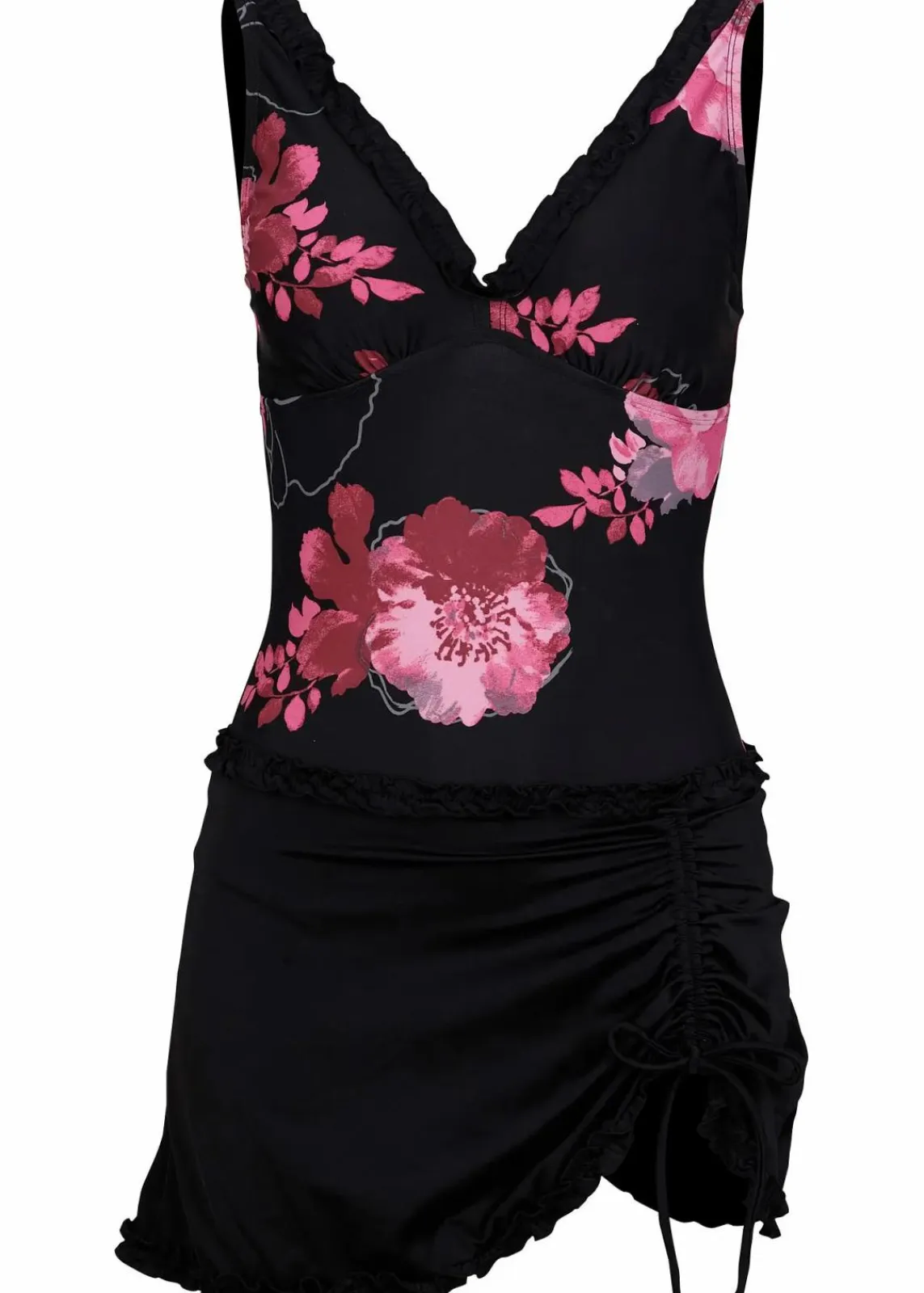 bonprix Nachhaltigere Materialien|Badekleider^Shape Badekleid mittlere Formkraft schwarz / pink geblümt