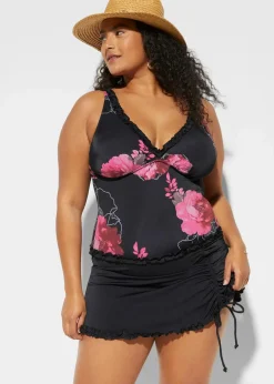 bonprix Nachhaltigere Materialien|Badekleider^Shape Badekleid mittlere Formkraft schwarz / pink geblümt