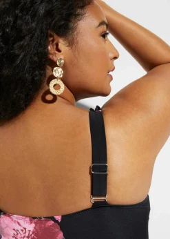 bonprix Nachhaltigere Materialien|Badekleider^Shape Badekleid mittlere Formkraft schwarz / pink geblümt