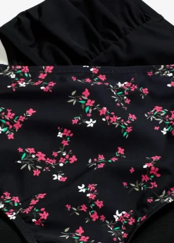 bonprix Nachhaltigere Materialien|Mix & Match^Shape Bikinihose (2er Pack) mittlere Formkraft schwarz + schwarz floral