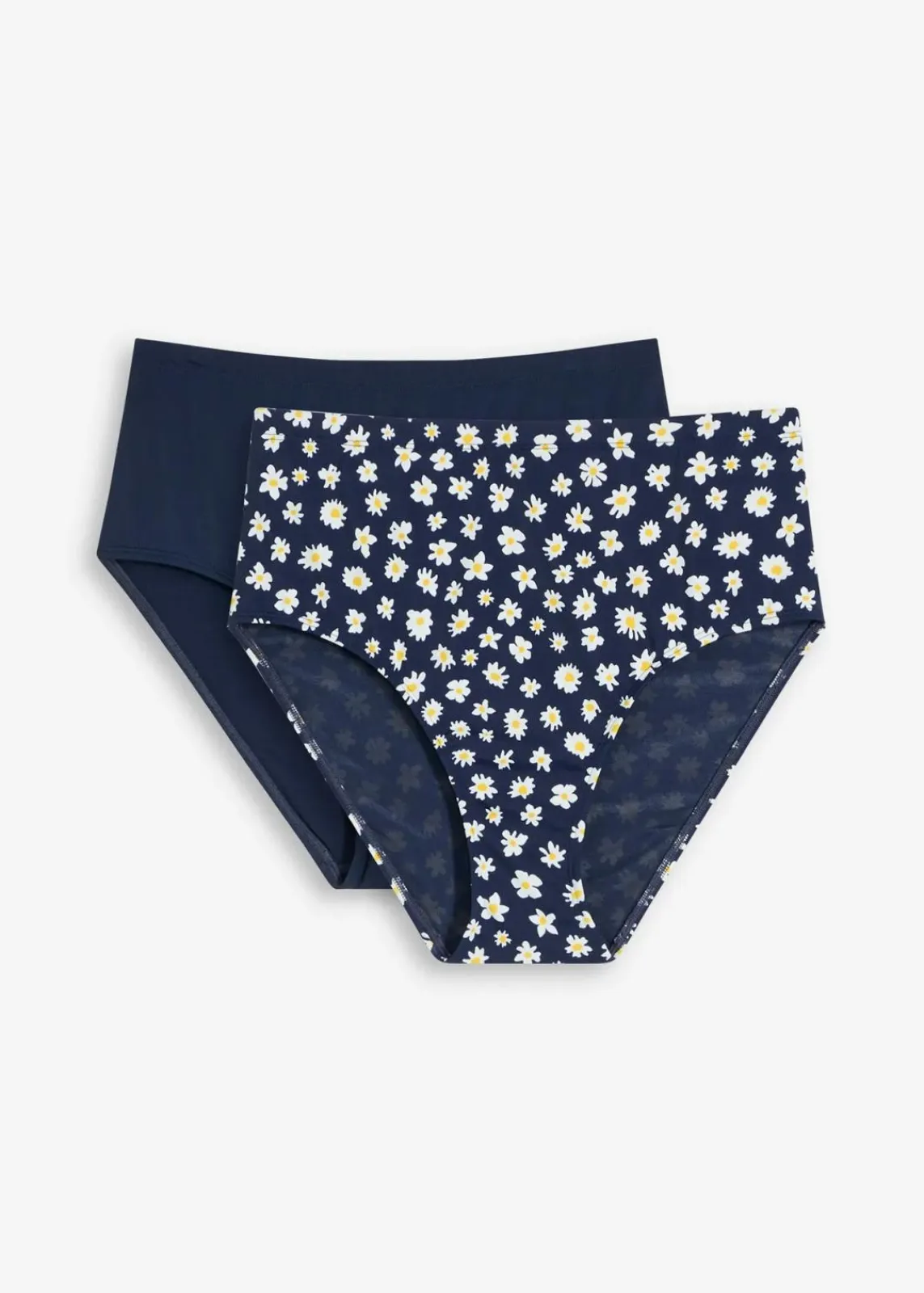 bonprix Nachhaltigere Materialien|Mix & Match^Shape Bikinihose (2er Pack) mittlere Formkraft dunkelblau + dunkelblau bedruckt