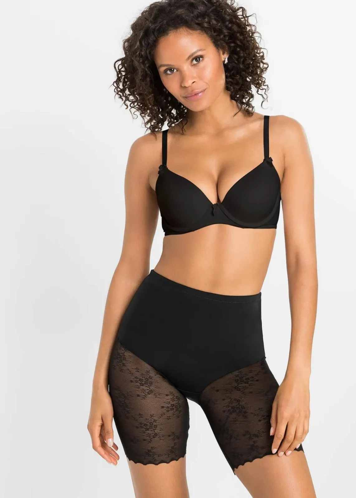 bonprix Wäsche·Radler & Oberschenkelschutz|Wäsche·Shapewear^Shape Hose mit Spitze und mittlerer Formkraft schwarz
