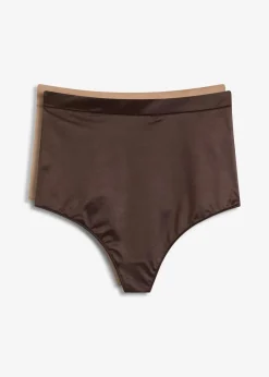 bonprix Wäsche·Shapewear|Wäsche·Höschen^Shape String mit Glanzeffekt und leichter Formkraft (2er Pack) dunkelbraun + camel