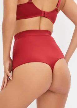 bonprix Höschen|Shapewear^Shape String mit Glanzeffekt und leichter Formkraft (2er Pack) schwarz + abendrot