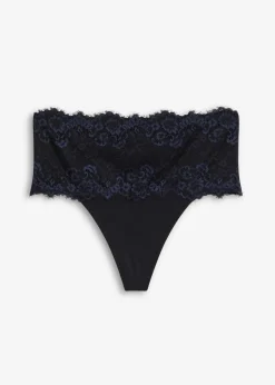 bonprix Wäsche·Shapewear|Wäsche·Höschen^Shape String mit Spitze und mittlerer Formkraft schwarz + intensivblau