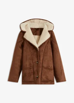 bonprix Jacken & Mäntel^Shearling Jacke mit Kapuze hellbraun