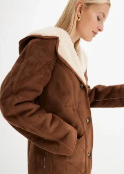bonprix Jacken & Mäntel^Shearling Jacke mit Kapuze hellbraun