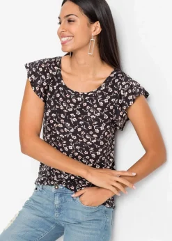 bonprix Shirts & Tops|Nachhaltigere Materialien^Shirt schwarz geblümt