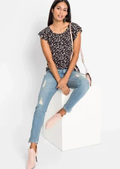 bonprix Shirts & Tops|Nachhaltigere Materialien^Shirt schwarz geblümt